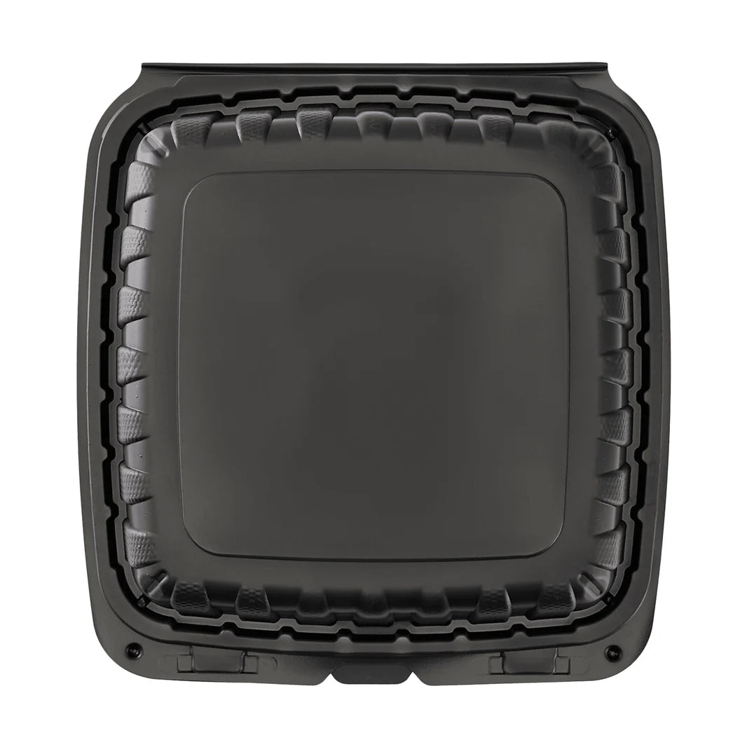 9" x 9" Mineral Filled PP Hinged Container, Black