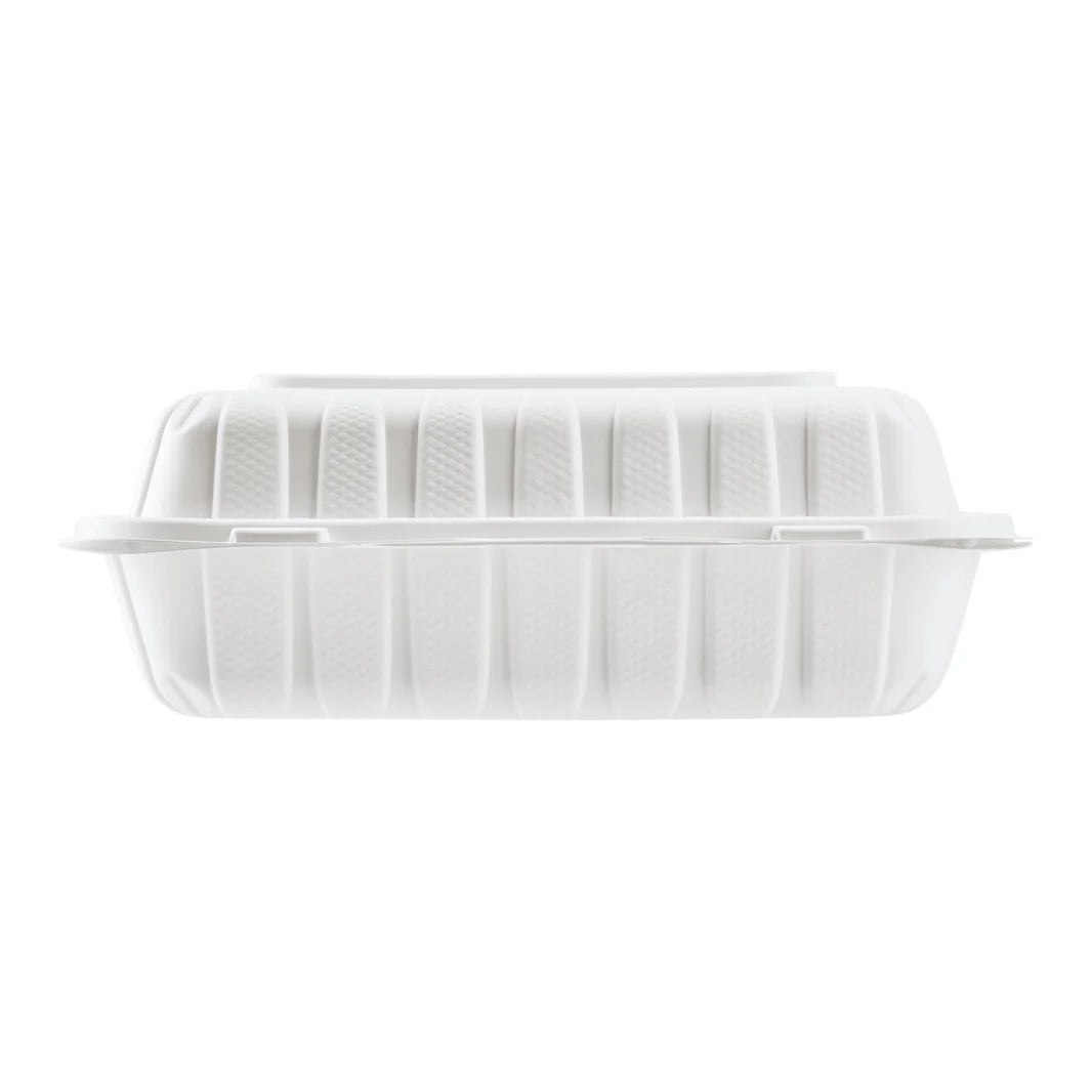 9" x 9" Mineral Filled PP Hinged Container, White