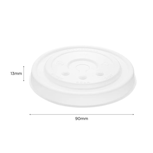 90mm Compostable Fiber Paper Flat Lid For 12-22oz Paper Cold Cup