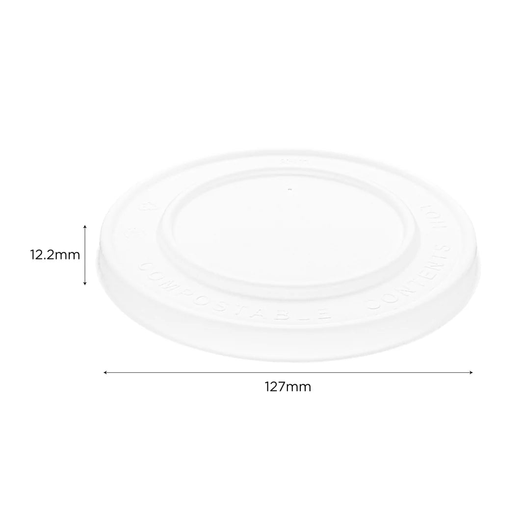 127mm Compostable Fiber Paper Flat lid for 20 oz Paper Food Container