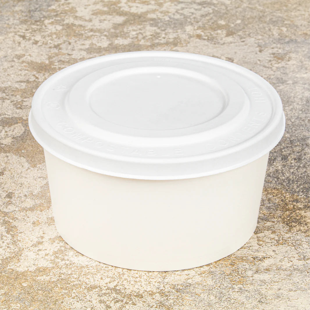 142mm Compostable Fiber Paper Flat lid for 24-32 oz Paper Food Container