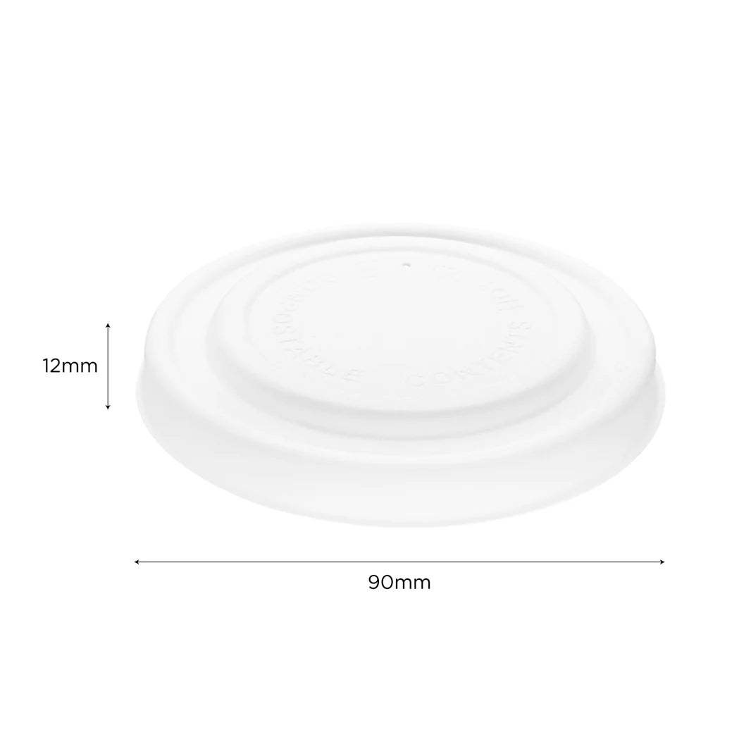 90.8mm Compostable Fiber Paper Flat lid for 6-10oz Paper Food Container