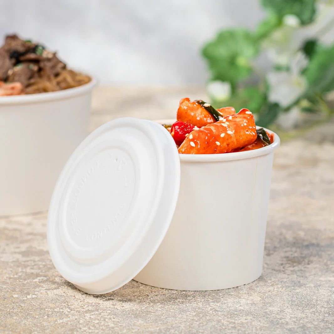 90.8mm Compostable Fiber Paper Flat lid for 6-10oz Paper Food Container