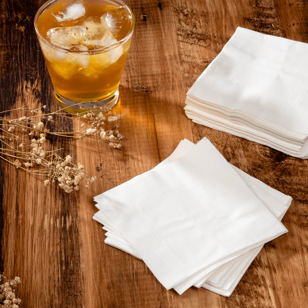 10"x10" Premium Beverage Napkins, White