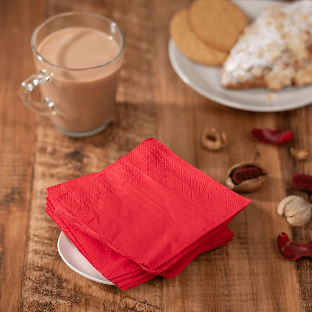 9.5"x9.5" Beverage Napkins, Red