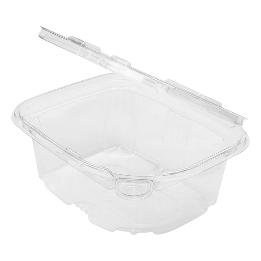 16oz PET Plastic Tamper Resistant Hinged Deli Container with Lid