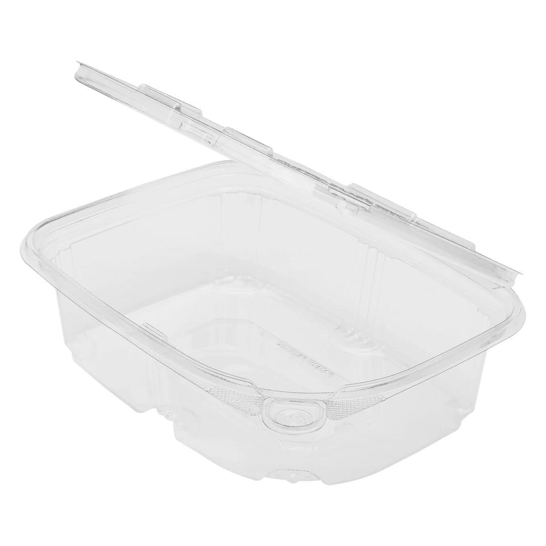 24oz PET Plastic Tamper Resistant Hinged Deli Container with Lid