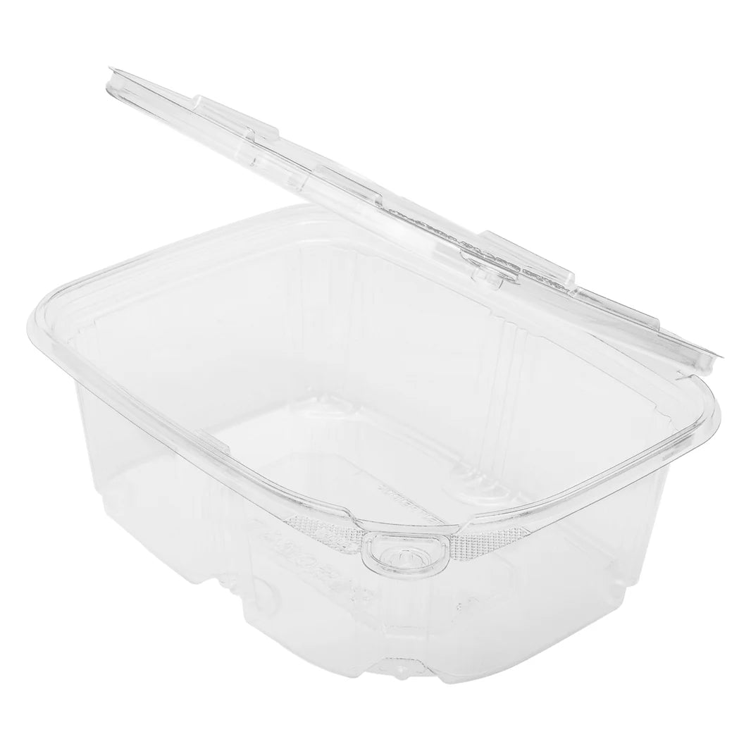 32oz PET Plastic Tamper Resistant Hinged Deli Container with Lid