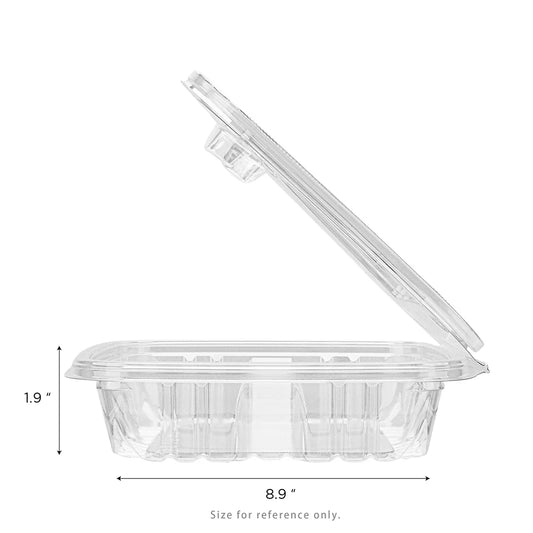 36oz PET Tamper Resistant Hinged Deli Container w/Flat Lid, Rectangular