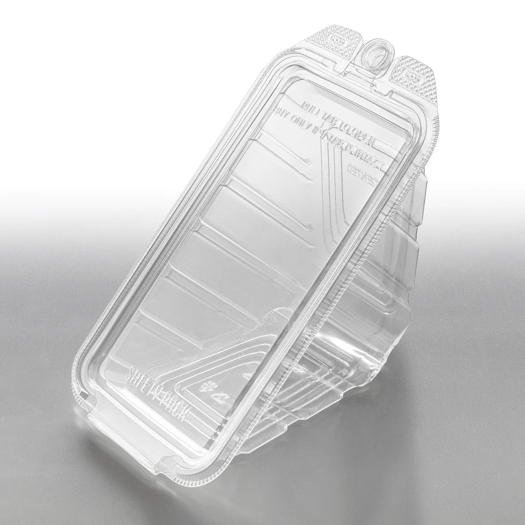 17oz PET Tamper Resistant Hinged Sandwich Wedge Container, Clear