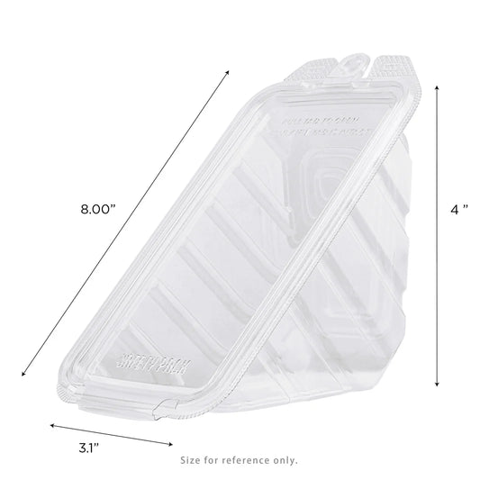 17oz PET Tamper Resistant Hinged Sandwich Wedge Container, Clear