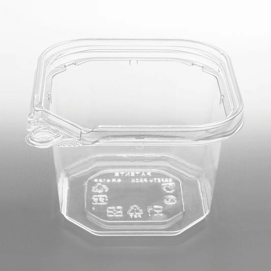 16oz PET Tamper Resistant Square Container, Clear