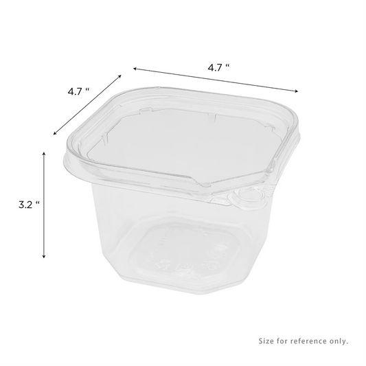 16oz PET Tamper Resistant Square Container, Clear