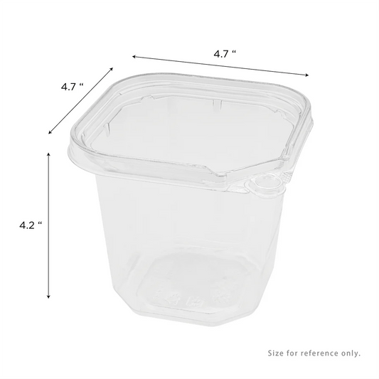 24oz PET Tamper Resistant Square Container, Clear