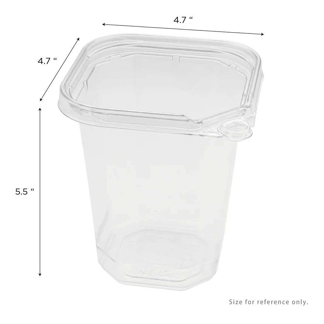 32oz PET Tamper Resistant Square Container, Clear