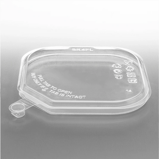 109mm PET Flat Lid for 8-32oz PET Tamper Resistant Square Container, Clear