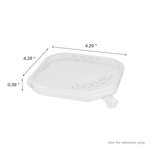 109mm PET Flat Lid for 8-32oz PET Tamper Resistant Square Container, Clear