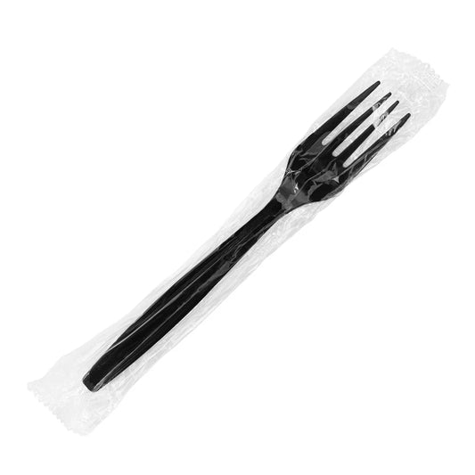 PP Plastic Heavy Weight Forks Wrapped, Black