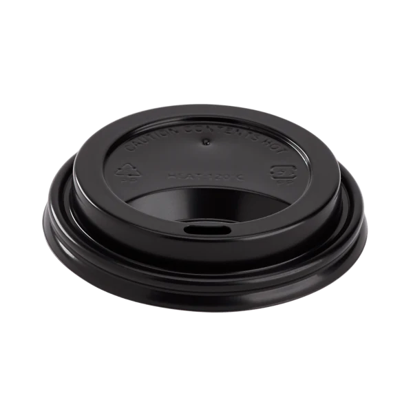 80mm PP Sipper Dome Lid  for 8oz Paper Hot Cup, Black