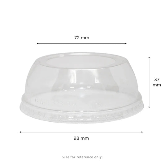 98mm PET Plastic Dome Lids, Wide Opening