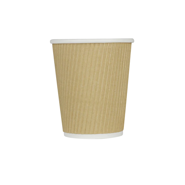 80mm 8oz Ripple Paper Hot Cup, Kraft