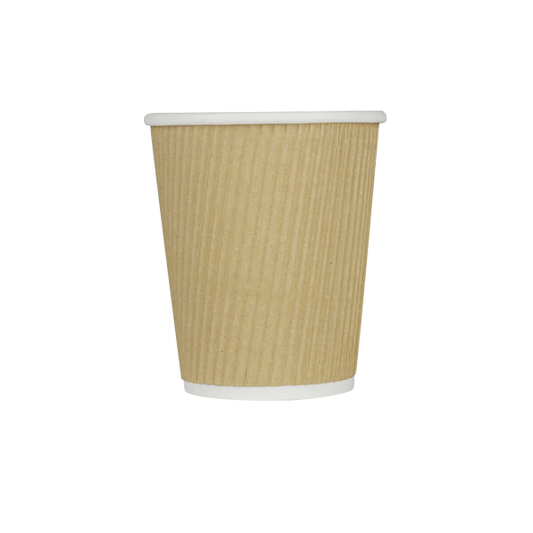 80mm 8oz Ripple Paper Hot Cup, Kraft