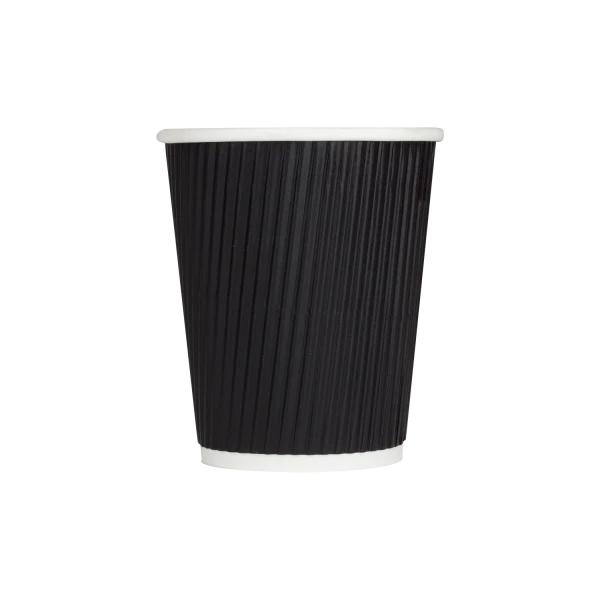 80mm 8oz Ripple Paper Hot Cup, Black