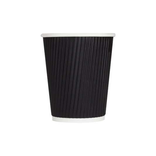 80mm 8oz Ripple Paper Hot Cup, Black