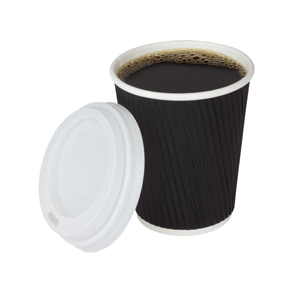 80mm 8oz Ripple Paper Hot Cup, Black