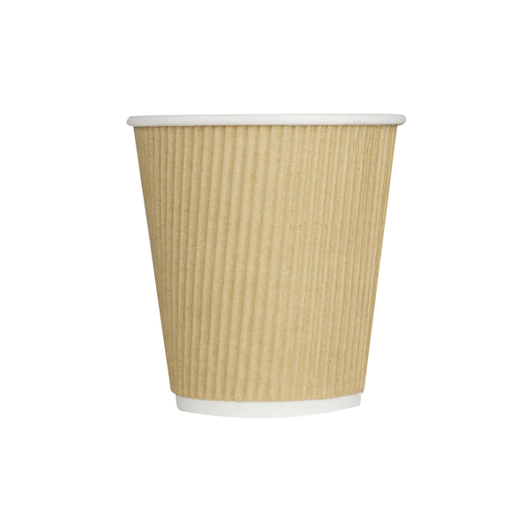 90mm 10oz Ripple Paper Hot Cup, Kraft