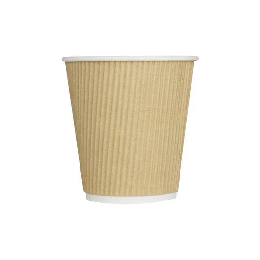 90mm 10oz Ripple Paper Hot Cup, Kraft