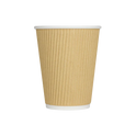 90mm 12oz Ripple Paper Hot Cups, Kraft