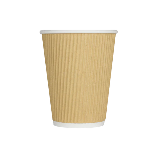 90mm 12oz Ripple Paper Hot Cups, Kraft