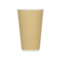 90mm 16oz Ripple Paper Hot Cups, Kraft