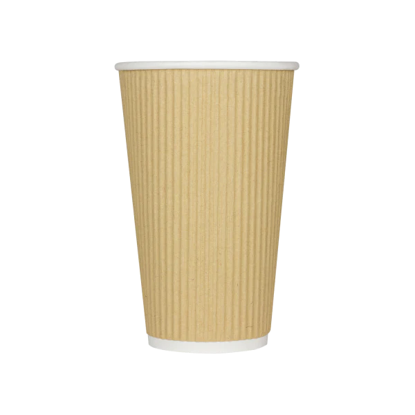 90mm 16oz Ripple Paper Hot Cups, Kraft