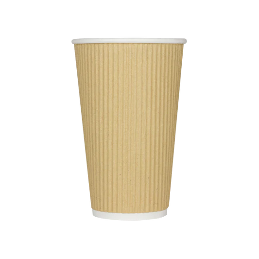 90mm 16oz Ripple Paper Hot Cups, Kraft