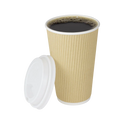 90mm 16oz Ripple Paper Hot Cups, Kraft