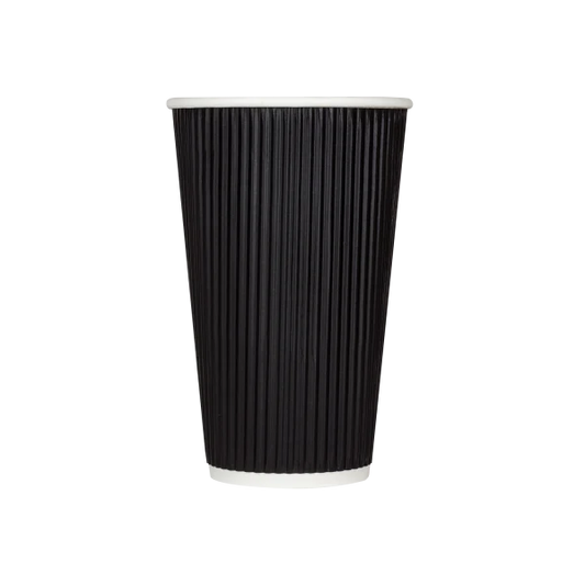 90mm 16oz Ripple Paper Hot Cups, Black