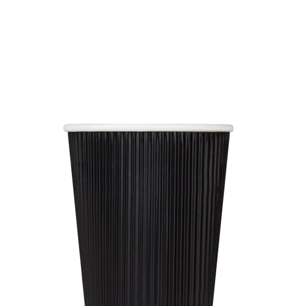 90mm 16oz Ripple Paper Hot Cups, Black