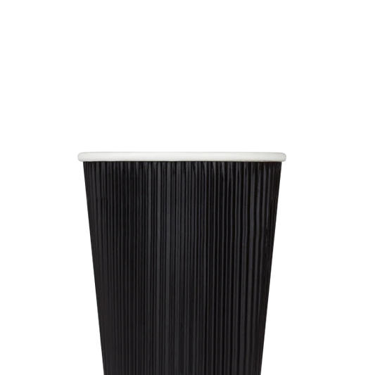 90mm 16oz Ripple Paper Hot Cups, Black