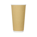 90mm 20oz Ripple Paper Hot Cups, Kraft Print