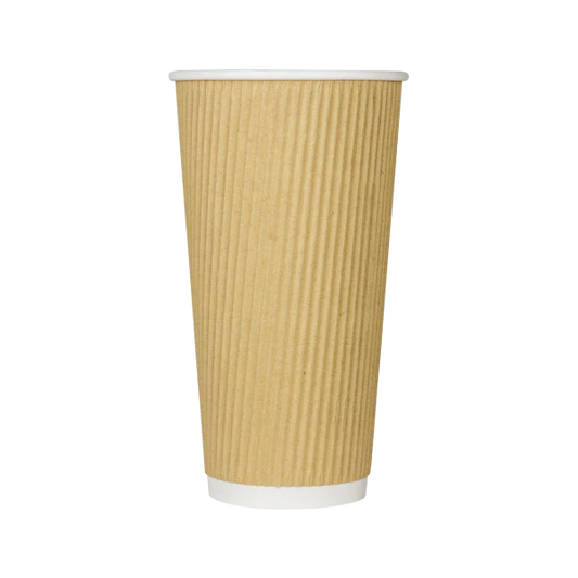 90mm 20oz Ripple Paper Hot Cups, Kraft Print