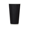 90mm 20oz Ripple Paper Hot Cups, Black