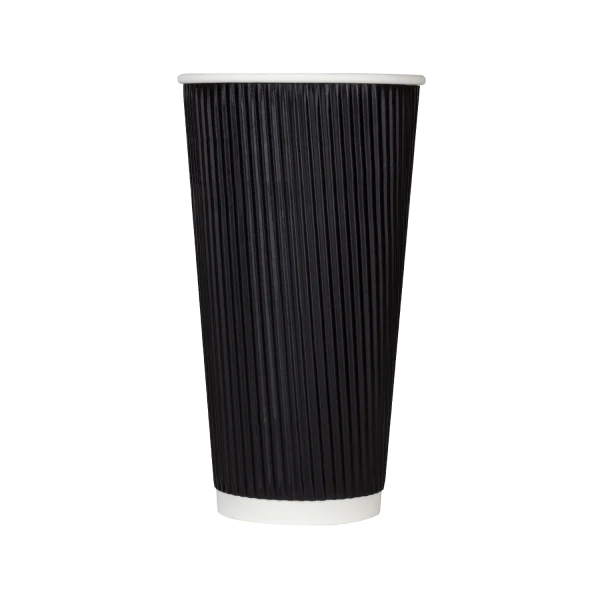 90mm 20oz Ripple Paper Hot Cups, Black