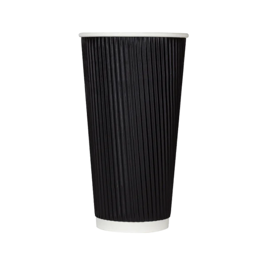 90mm 20oz Ripple Paper Hot Cups, Black