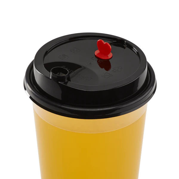 90mm Sipper Dome Lid for 16/24oz Tall Premium PP Plastic Cup, Black