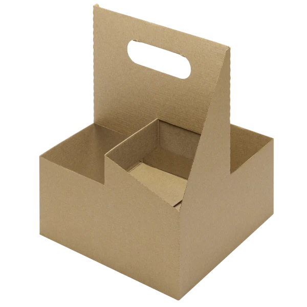 Paperboard Carrier With Handle, for 4 cups (12-32oz)