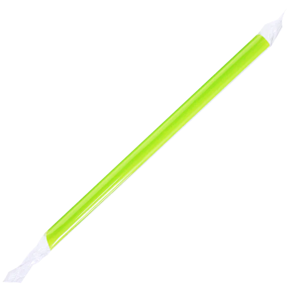 9" Diagonal Cut Boba Straws Poly Wrapped, Green