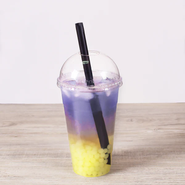 9" Diagonal Cut Boba Straws Poly Wrapped, Black