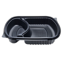 36 oz PP Plastic Microwaveable Black Take Out Box, 2 compartments